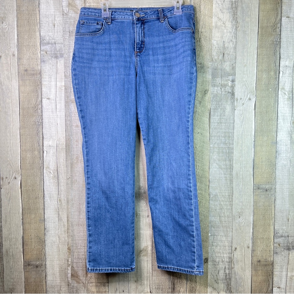 Lee Petites Size 12 Relaxed Fit Straight Leg High Rise Instantly Slims B…